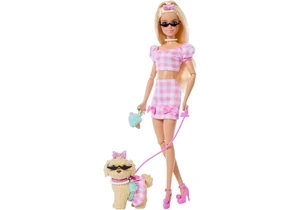 Barbie JFP36 Barbie Twinning Looks Modepuppe Mit Hündchen, Zusammenpassende Rosa Outfits Und Accessoires, Blond