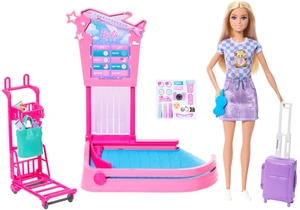 Barbie JMJ49 Familie & Freunde Spielset Grenzenlose Abenteuer – Malibu an der Gepäckausgabe
