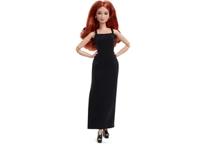 Barbie JBH74 Basics Puppe Barbie Modell 4 Mit Roten Locken, Schwarzem Kleid Und Plateauschuhen