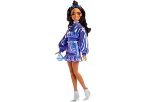 Barbie JFP42 Deluxe Style Puppe Barbie Nr. 7 in Blauem Metallic-Top Und Rock Mit Accessoires, Brünett