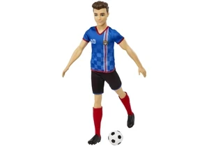 Barbie HCN15 Puppe Ken Fußballspieler, Kurze Haare, Trikot Mit Der Nummer 10, Fußball, Stollenschuhe, Stutzen