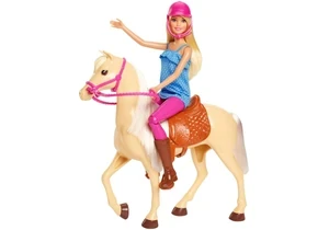 Barbie FXH13 Puppe Barbie (Blond) mit Pferd