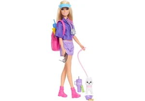 Barbie JJV59 Barbie Outdoor-Abenteuer Modepuppe „Malibu“ Mit Mehr Als 10 Zubehörteilen Zum Thema Camping, Darunter Ein Hündchen