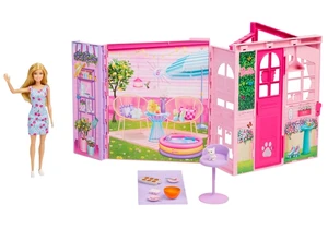 Barbie JMD28 Puppenhaus Wochenend-Haus mit Puppe und Kätzchen