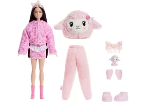 Barbie JJP66 Cutie Reveal Puppe Barbie Lamm Der Cuddly-Reihe Mit 10 Überraschungen