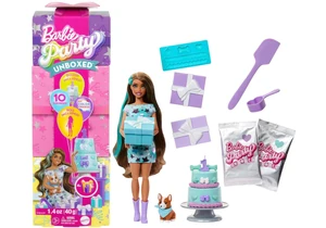 Barbie JFG72 Party Unboxed Puppe Haustier-Geburtstag – Party Stars