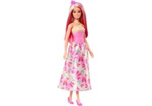 Barbie HRR08 Puppe Prinzessin mit pink-blondem Haar und Schmetterlingsrock