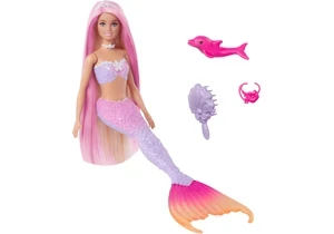 Barbie HRP97 Barbie Malibu“ Meerjungfrau-Puppe Mit Farbwechseleffekt, Delfin Und Accessoires