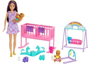 Barbie HXM99 Skipper Babysitter Spielset Mit Zwillings-Kinderzimmer-Spielset Und Zubehör