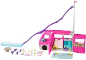 Barbie HCD46 Zubehör Super Abenteuer-Camper, Wohnmobil Inkl. Tiere Und Zubehör
