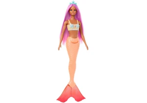Barbie HRR05 Puppe Meerjungfrau mit pinkem Haar und orangefarbener Flosse