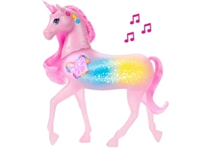 Barbie JCP78 Barbie Funkelnd Leuchtendes Einhorn Mit 20 Interaktiven Kombinationen Aus Lichtern, Geräuschen Und Musik