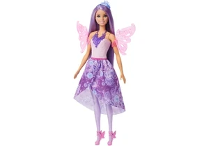 Barbie JCP74 Barbie-Puppe Fantasie-Modeset Mit Accessoires Inklusive Meerjungfrauen-Schwanzflosse, Feenflügeln Und Ketten