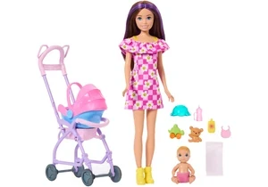 Barbie JJB42 Skipper Babysitter Spielset mit Baby-Puppe, Kinderwagen Und 7 Zubehörteilen