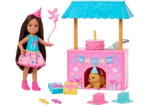 Barbie JJB41 Barbie Familie Und Freunde Club Chelsea Überraschungs-Geburtstagsparty-Spielset Mit Kleiner Puppe Und Mehr Als 10 Zubehörteilen