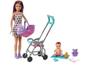 Barbie GXT34 Skipper Babysitter Spielset mit Kinderwagen