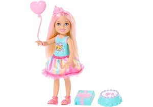 Barbie JJB37 Barbie Club Chelsea, Kleine Puppe Mit Geburtstagsthema, Mit Blonden Haaren Und Pinken Strähnen, Party-Zubehörteile