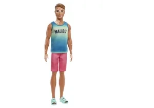 Barbie HBV26 Fashionistas Puppe Ken mit Vitiligo im Malibu-Tanktop