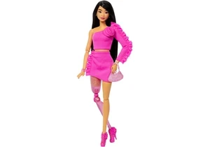 Barbie HYV26 Deluxe Style Puppe Barbie Nr. 2 Mit Pinkfarbenem Barbiecore-Oberteil Und Passendem Rock, Schwarzen Haaren Und Beinprothese