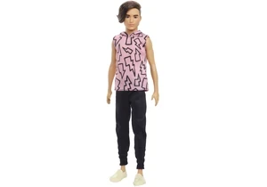 Barbie HBV27 Fashionistas Puppe Ken im Hoodie mit Blitzen, Braune Haare und Hose