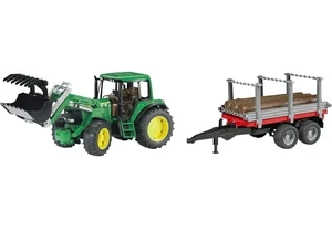 Bruder 1142 John Deere Taktor mit Holzanhänger