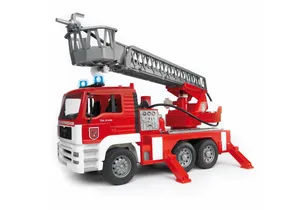Bruder 2771 MAN TGA Feuerwehr mit Drehleiter, Wasserpumpe und Light and Sound Module(trucks) inkl. Batterie