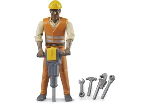 Bruder 60021 bworld Bauarbeiter mittlerer Hauttyp mit Zubehör