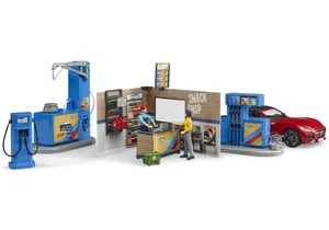 Bruder 62111 bworld Tankstelle mit Fahrzeug und Waschplatz