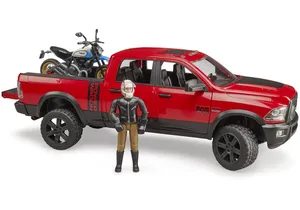 Bruder 2502 RAM 2500 Power Wagon mit Ducati Desert Sled und Fahrer