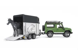 Bruder 2592 Land Rover Defender mit Pferdeanhänger inkl. 1 Pferd