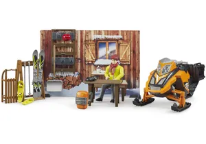 Bruder 63102 bworld Berghütte mit Snowmobil