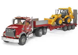 Bruder 2813 MACK Granite LKW mit Tieflader und JCB 4CX Baggerlader