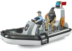 Bruder 62733 bworld Polizei Schlauchboot mit Polizist, Taucher und Zubehör