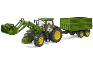 Bruder 3155 John Deere 7R 350 mit Frontlader und Tandemachstransportanhänger