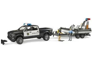 Bruder 2507 RAM 2500 Polizei Pickup, L+S Modul, Anhänger mit Boot und 2 Figuren