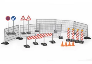 Bruder 62007 Zubehör Baustellenset: Zäune, Schilder und Pylonen