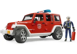 Bruder 2528 Jeep Wrangler Unlimited Rubicon Feuerwehrfahrzeug mit Feuerwehrmann