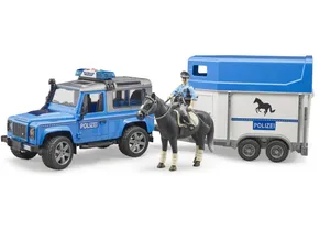 Bruder 2588 Land Rover Defender Polizeifahrzeug mit Pferdeanhänger