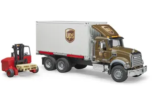 Bruder 2828 MACK Granite UPS Logistik-LKW mit Mitnahmestapler