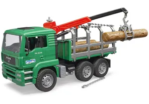 Bruder 2769 MAN Holztransport-LKW mit Ladekran und 3 Baumstämmen