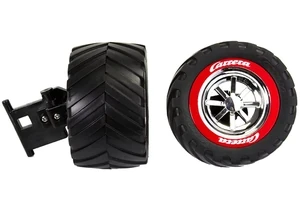 Produktbild von Carrera 370980386 2 Vorderräder mit Felgen und Lenkachse für Red Hunter 142007, Big Mamba 142008