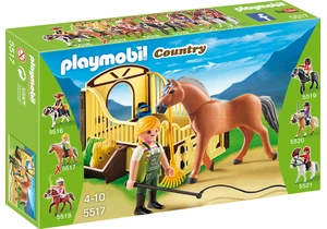 Playmobil 5517 Country Fjord Pferd mit braun-gelber Pferdebox