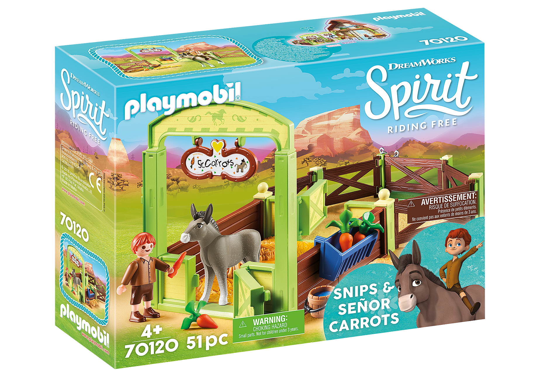 Playmobil 70120  Spirit  Pferdebox Snips & Herr Karot