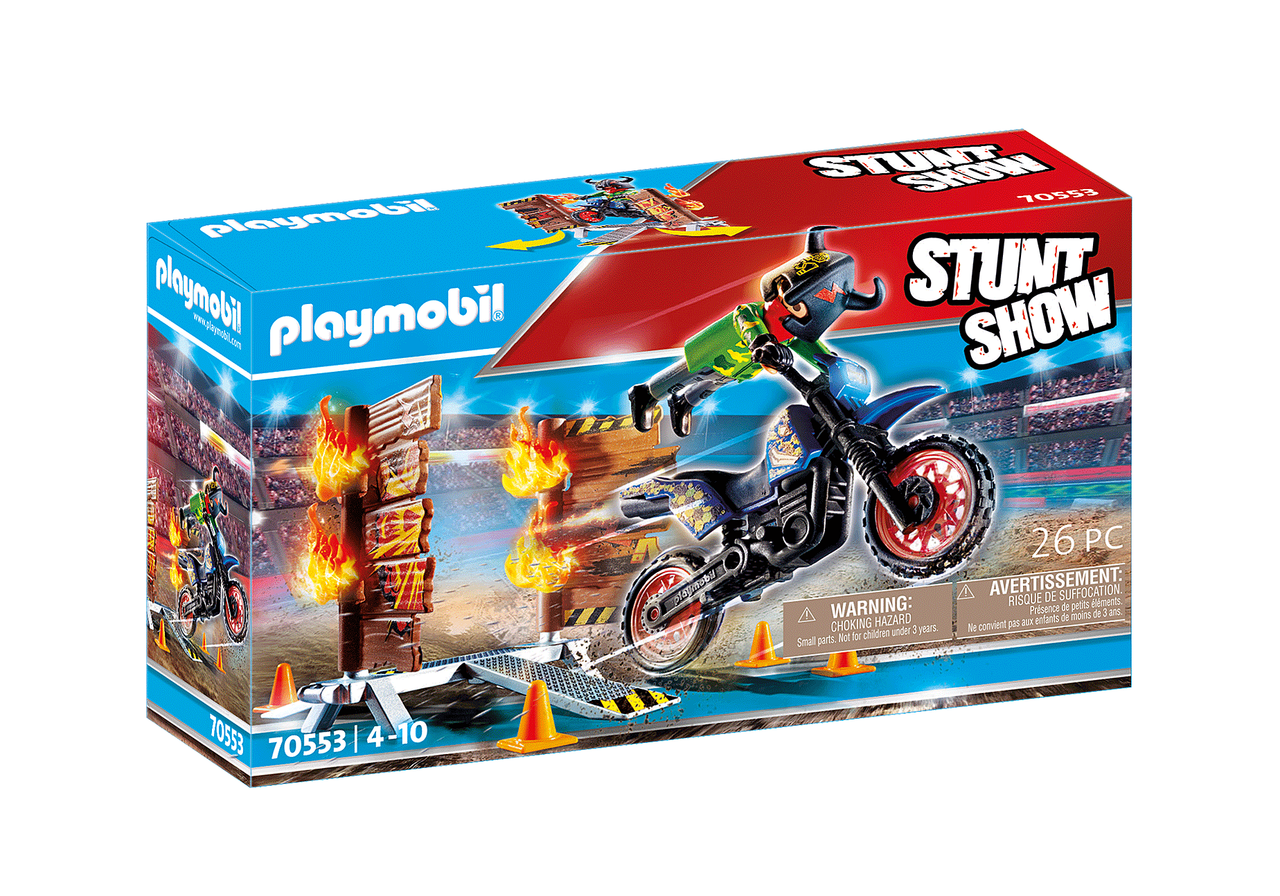 Playmobil 70553  Stunt Show  Motorrad mit Feuerwand
