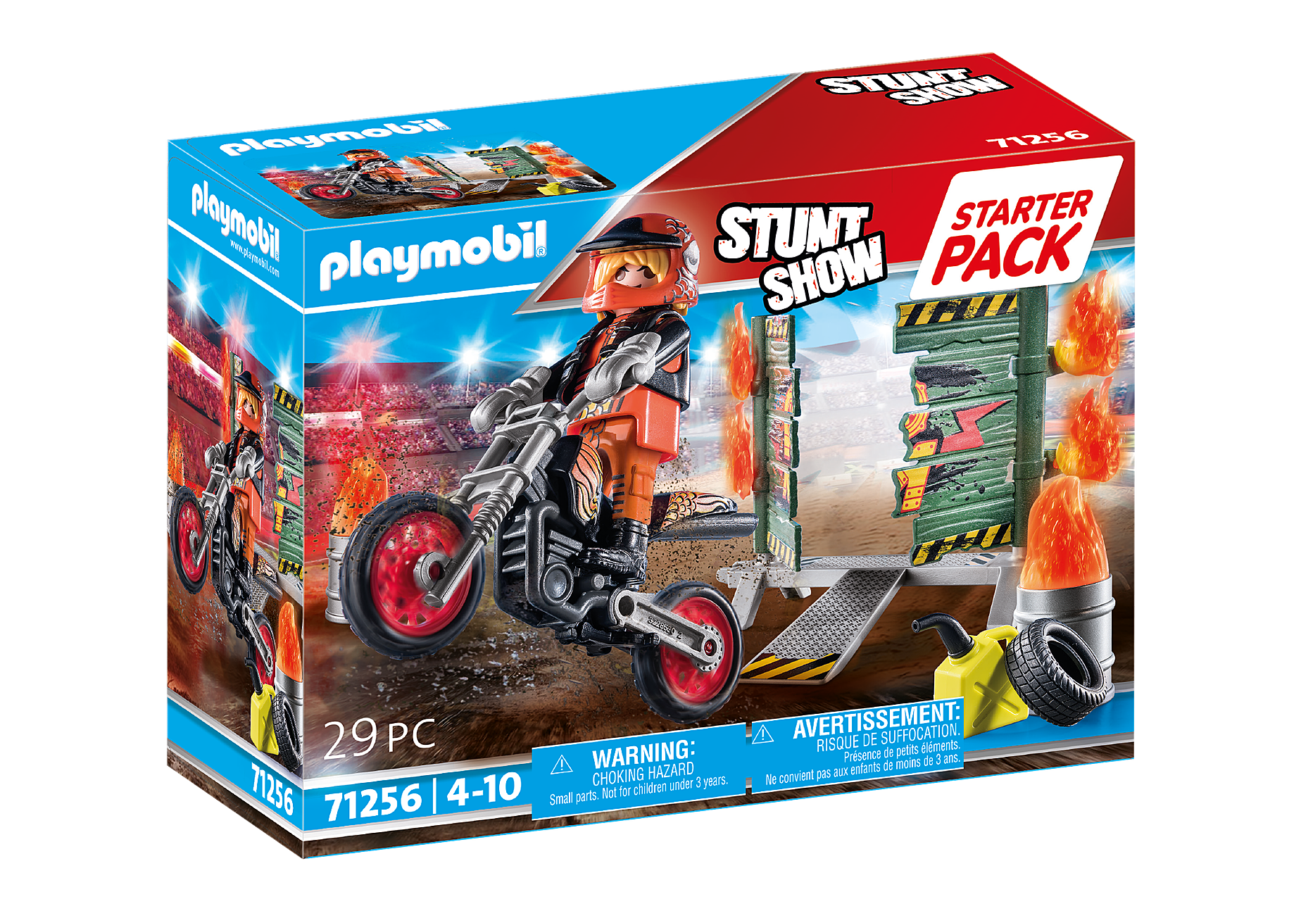 Playmobil 71256  Stunt Show Starter Pack Stuntshow Motorrad mit Feuerwand