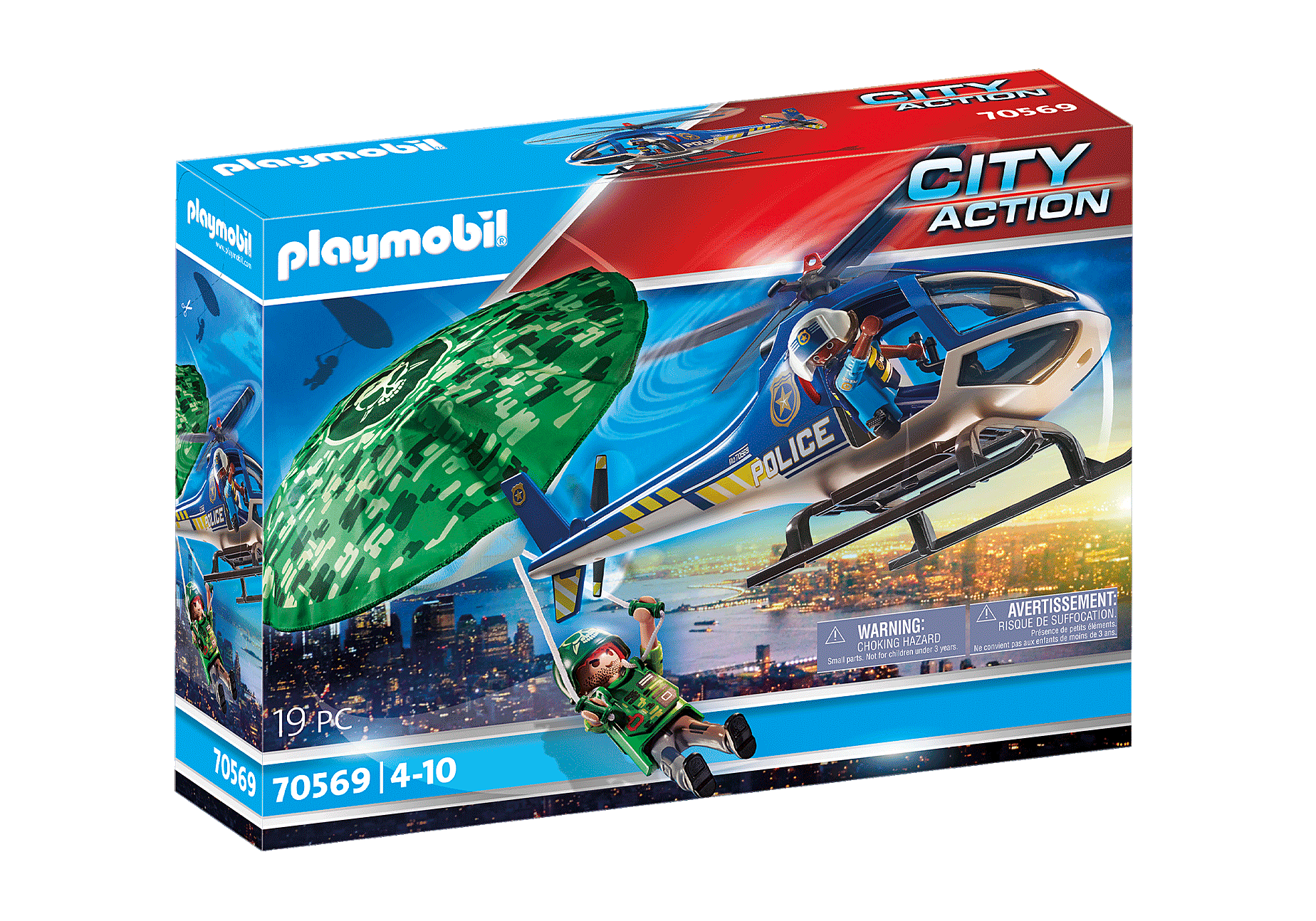Playmobil 70569  City Action  Polizei-Hubschrauber: Fallschirm-Verfolgung