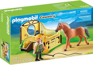 Playmobil 70589 Country Fjord Pferd mit braun-gelber Pferdebox