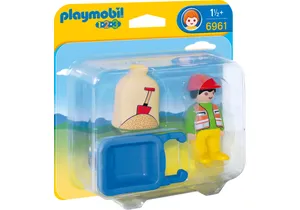 Playmobil 6961 1-2-3   Bauarbeiter mit Schubkarre