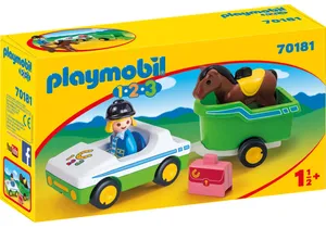 Playmobil 70181 1-2-3   PKW mit Pferdeanhänger