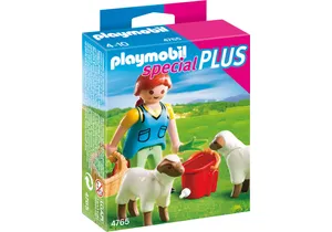 Playmobil 4765  Special Plus  Bäuerin bei Schäfchen-Fütterung